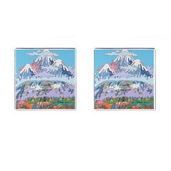 Art Psychedelic Mountain Cufflinks (square) by Cemarart