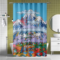 Art Psychedelic Mountain Shower Curtain 48  X 72  (small)  by Cemarart