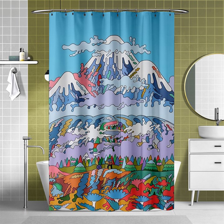 Art Psychedelic Mountain Shower Curtain 48  x 72  (Small) 