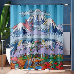 Art Psychedelic Mountain Shower Curtain 60  X 72  (medium)  by Cemarart