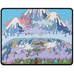 Art Psychedelic Mountain Two Sides Fleece Blanket (medium) by Cemarart