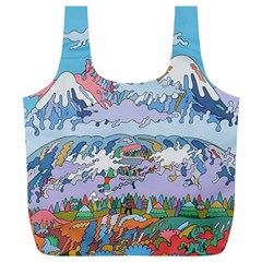 Art Psychedelic Mountain Full Print Recycle Bag (xl) by Cemarart