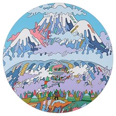 Art Psychedelic Mountain Round Trivet by Cemarart