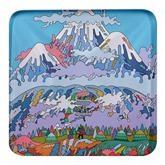 Art Psychedelic Mountain Square Glass Fridge Magnet (4 Pack) by Cemarart