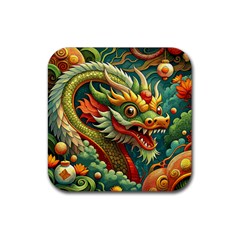 Chinese New Year – Year Of The Dragon Rubber Coaster (square) by Valentinaart