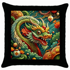 Chinese New Year – Year Of The Dragon Throw Pillow Case (black) by Valentinaart