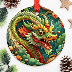 Chinese New Year – Year Of The Dragon Round Ornament (two Sides)