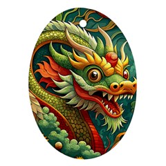 Chinese New Year – Year Of The Dragon Oval Ornament (two Sides)