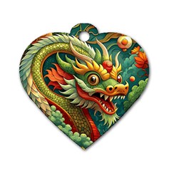 Chinese New Year – Year Of The Dragon Dog Tag Heart (one Side) by Valentinaart