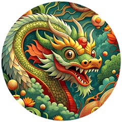 Chinese New Year – Year Of The Dragon Wooden Puzzle Round by Valentinaart