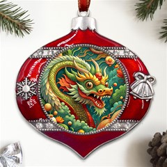 Chinese New Year – Year Of The Dragon Metal Snowflake And Bell Red Ornament