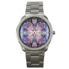 Blended Butterfly Sport Metal Watch by kaleidomarblingart