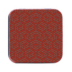 Hexagon Motif Geometric Tribal Style Pattern Square Metal Box (black) by dflcprintsclothing