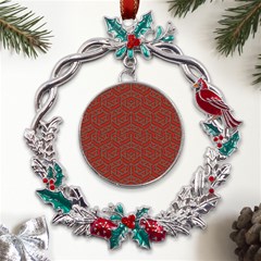 Hexagon Motif Geometric Tribal Style Pattern Metal X mas Wreath Holly Leaf Ornament by dflcprintsclothing