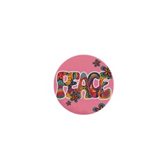 Flower Power Hippie Boho Love Peace Text Pink Pop Art Spirit 1  Mini Buttons by Grandong