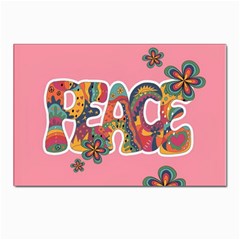 Flower Power Hippie Boho Love Peace Text Pink Pop Art Spirit Postcard 4 x 6  (pkg Of 10) by Grandong