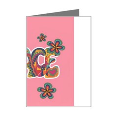 Flower Power Hippie Boho Love Peace Text Pink Pop Art Spirit Mini Greeting Card by Grandong