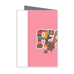 Flower Power Hippie Boho Love Peace Text Pink Pop Art Spirit Mini Greeting Card Right