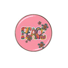 Flower Power Hippie Boho Love Peace Text Pink Pop Art Spirit Hat Clip Ball Marker (10 Pack) by Grandong