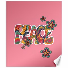 Flower Power Hippie Boho Love Peace Text Pink Pop Art Spirit Canvas 20  X 24  by Grandong