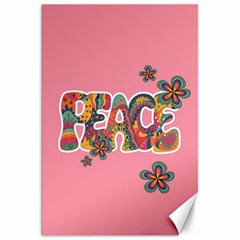 Flower Power Hippie Boho Love Peace Text Pink Pop Art Spirit Canvas 20  X 30  by Grandong