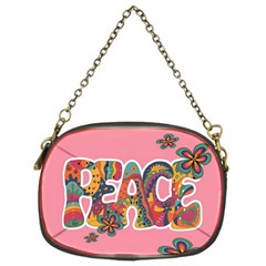 Flower Power Hippie Boho Love Peace Text Pink Pop Art Spirit Chain Purse (two Sides) by Grandong