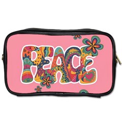 Flower Power Hippie Boho Love Peace Text Pink Pop Art Spirit Toiletries Bag (two Sides) by Grandong