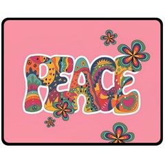 Flower Power Hippie Boho Love Peace Text Pink Pop Art Spirit Fleece Blanket (medium) by Grandong