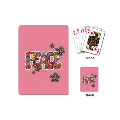 Flower Power Hippie Boho Love Peace Text Pink Pop Art Spirit Playing Cards Single Design (mini) by Grandong