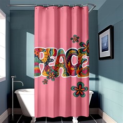 Flower Power Hippie Boho Love Peace Text Pink Pop Art Spirit Shower Curtain 36  X 72  (stall)  by Grandong