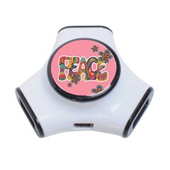 Flower Power Hippie Boho Love Peace Text Pink Pop Art Spirit 3-port Usb Hub by Grandong