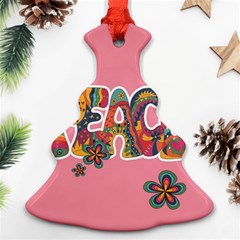 Flower Power Hippie Boho Love Peace Text Pink Pop Art Spirit Christmas Tree Ornament (two Sides) by Grandong