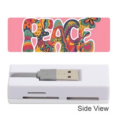 Flower Power Hippie Boho Love Peace Text Pink Pop Art Spirit Memory Card Reader (stick) by Grandong