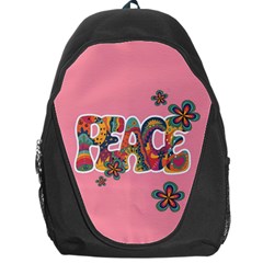 Flower Power Hippie Boho Love Peace Text Pink Pop Art Spirit Backpack Bag by Grandong