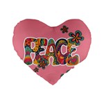 Flower Power Hippie Boho Love Peace Text Pink Pop Art Spirit Standard 16  Premium Flano Heart Shape Cushions Front