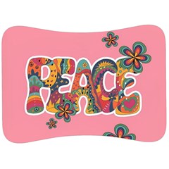 Flower Power Hippie Boho Love Peace Text Pink Pop Art Spirit Velour Seat Head Rest Cushion by Grandong