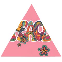 Flower Power Hippie Boho Love Peace Text Pink Pop Art Spirit Wooden Puzzle Triangle by Grandong