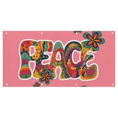 Flower Power Hippie Boho Love Peace Text Pink Pop Art Spirit Banner And Sign 8  X 4  by Grandong