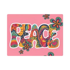 Flower Power Hippie Boho Love Peace Text Pink Pop Art Spirit Premium Plush Fleece Blanket (mini) by Grandong