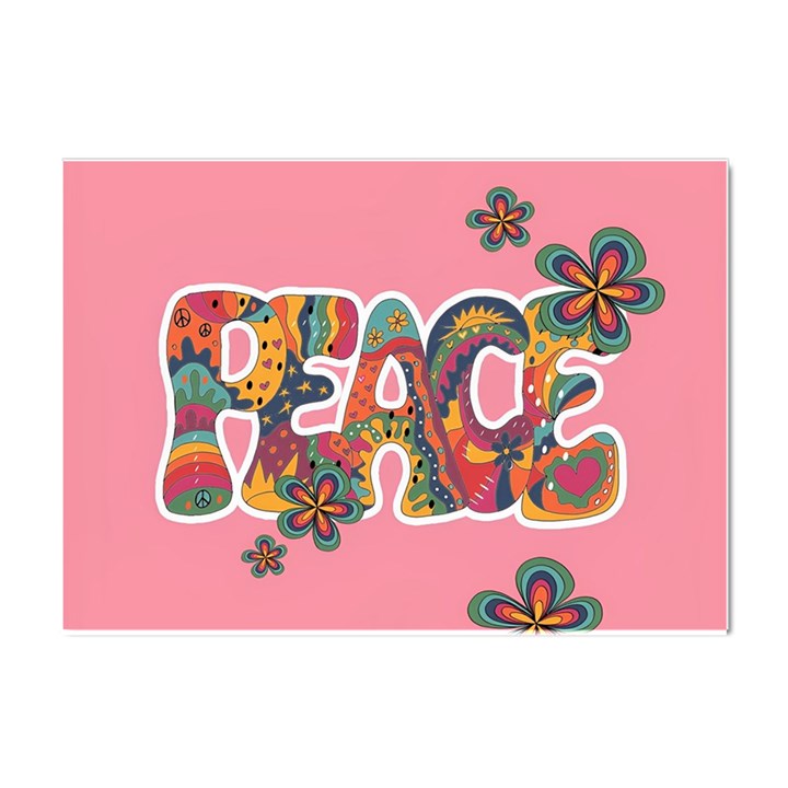 Flower Power Hippie Boho Love Peace Text Pink Pop Art Spirit Crystal Sticker (A4)