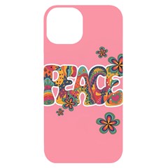 Flower Power Hippie Boho Love Peace Text Pink Pop Art Spirit Iphone 14 Black Uv Print Case by Grandong