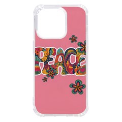 Flower Power Hippie Boho Love Peace Text Pink Pop Art Spirit Iphone 14 Pro Tpu Uv Print Case by Grandong