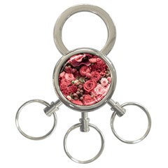 Pink Roses Flowers Love Nature 3-ring Key Chain by Grandong