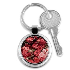 Pink Roses Flowers Love Nature Key Chain (round) by Grandong