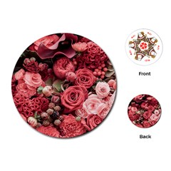 Pink Roses Flowers Love Nature Playing Cards Single Design (round) by Grandong