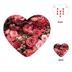 Pink Roses Flowers Love Nature Playing Cards Single Design (heart) by Grandong