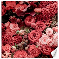 Pink Roses Flowers Love Nature Canvas 20  X 20  by Grandong