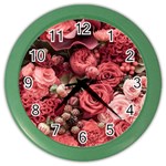 Pink Roses Flowers Love Nature Color Wall Clock Front