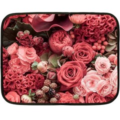 Pink Roses Flowers Love Nature Fleece Blanket (mini) by Grandong