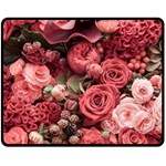 Pink Roses Flowers Love Nature Fleece Blanket (Medium) 60 x50  Blanket Front